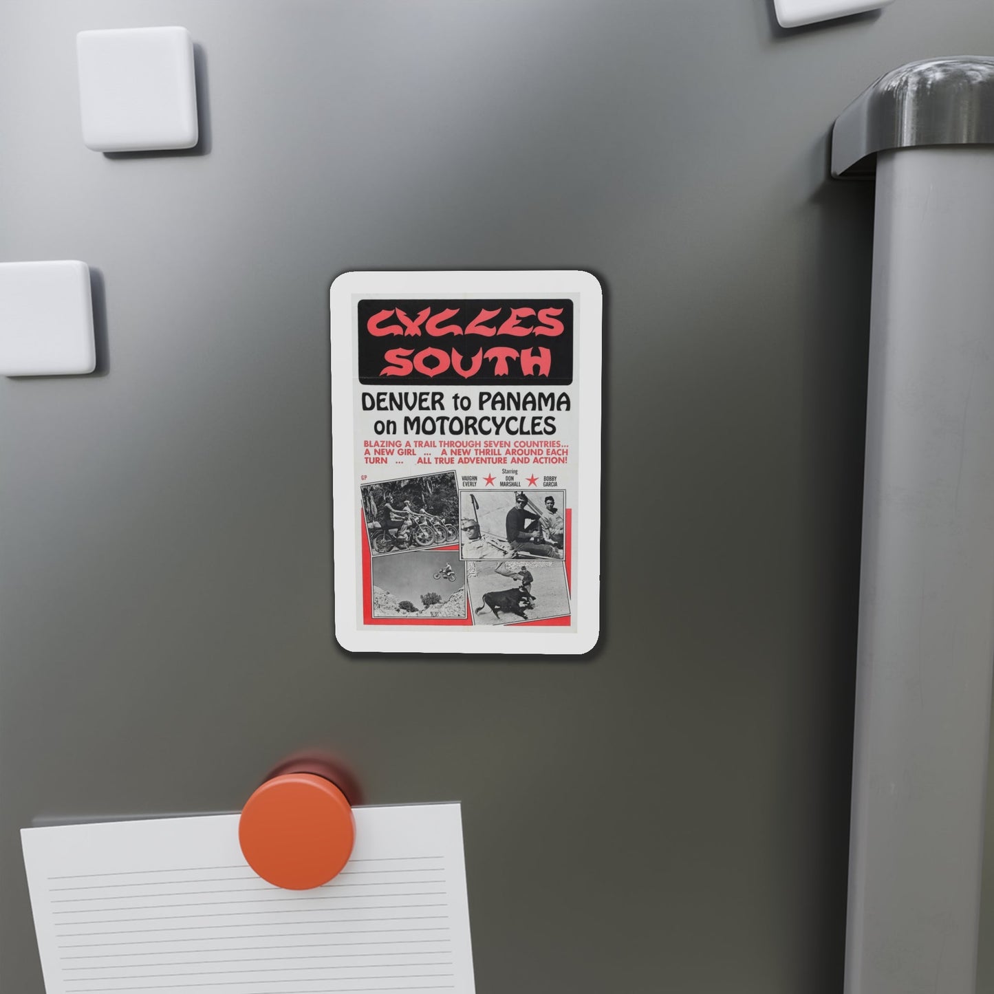 Cycles South 1971 Movie Poster Die-Cut Magnet-The Sticker Space