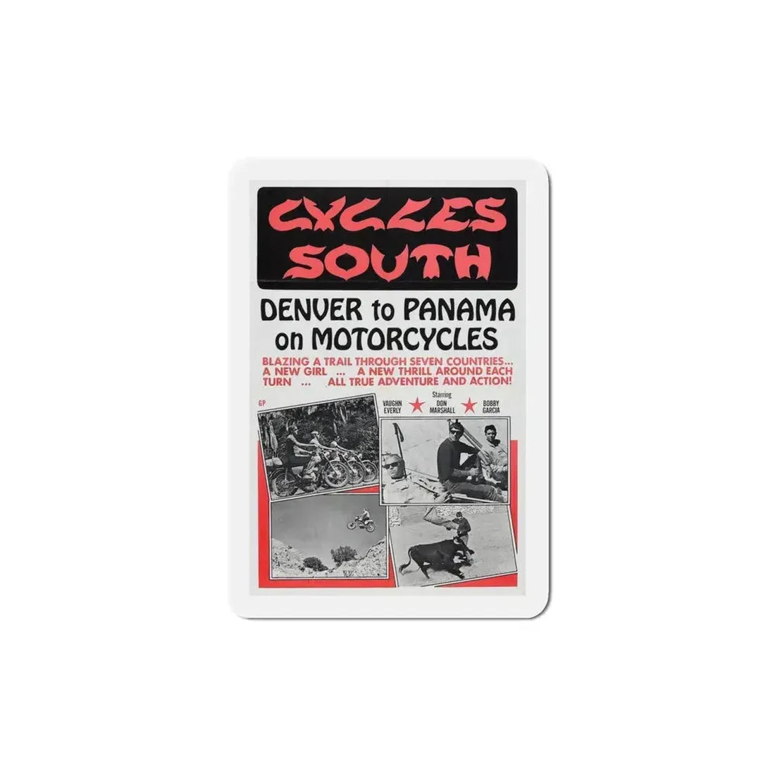 Cycles South 1971 Movie Poster Refrigerator Magnet 5 Inch - The Sticker Space