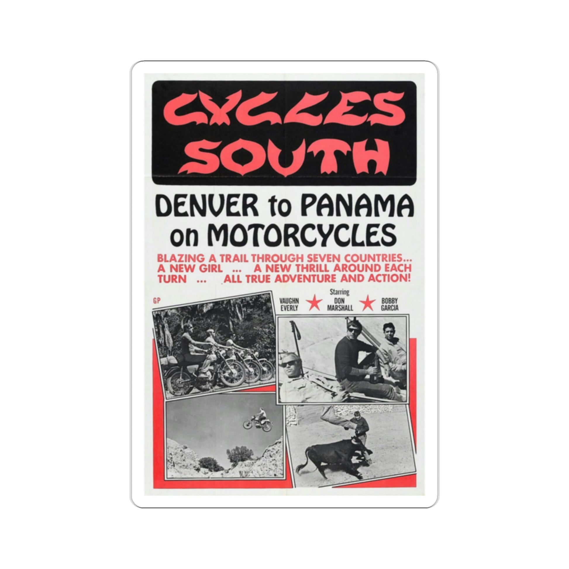 Cycles South 1971 Movie Poster STICKER Vinyl Die-Cut Decal-2 Inch-The Sticker Space