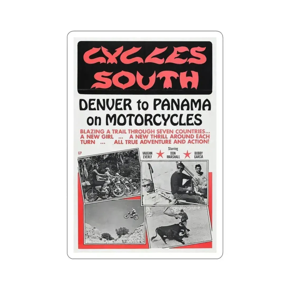 Cycles South 1971 Movie Poster STICKER Vinyl Die-Cut Decal 5 Inch - The Sticker Space