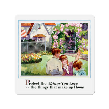 Cyclone Fence ad, 1929 (Magazine Illustration) Refrigerator Magnet-2" x 2"-The Sticker Space