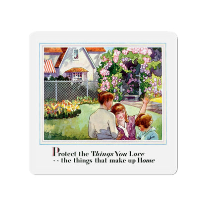 Cyclone Fence ad, 1929 (Magazine Illustration) Refrigerator Magnet-4" x 4"-The Sticker Space