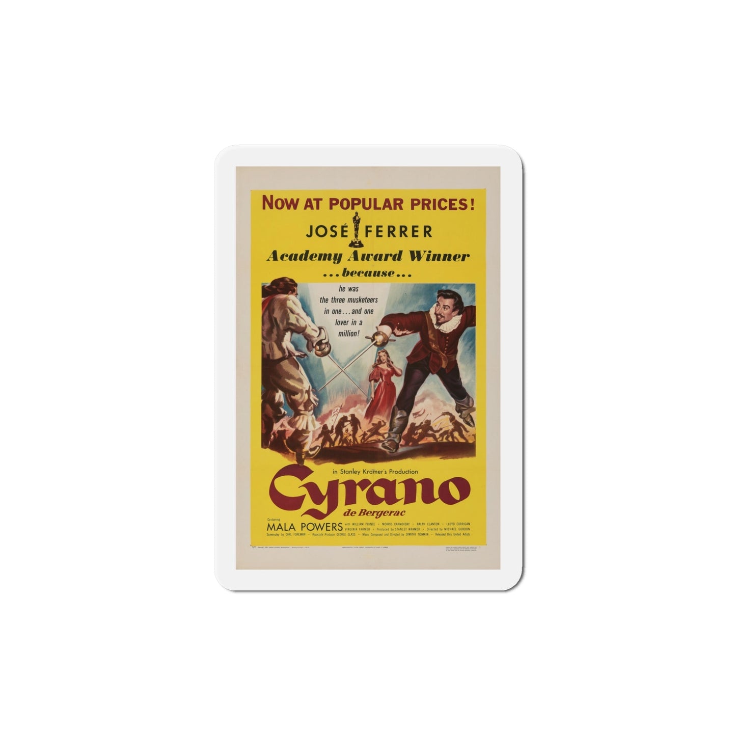 Cyrano de Bergerac 1950 Movie Poster Die-Cut Magnet-5 Inch-The Sticker Space