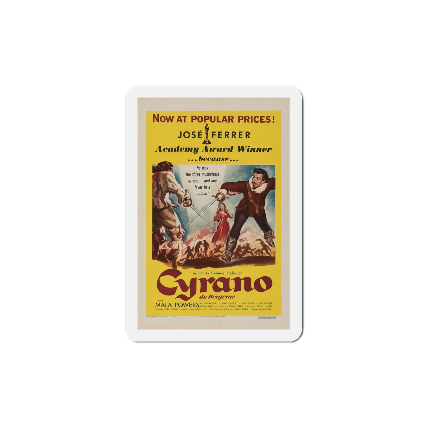 Cyrano de Bergerac 1950 Movie Poster Die-Cut Magnet-6 Inch-The Sticker Space