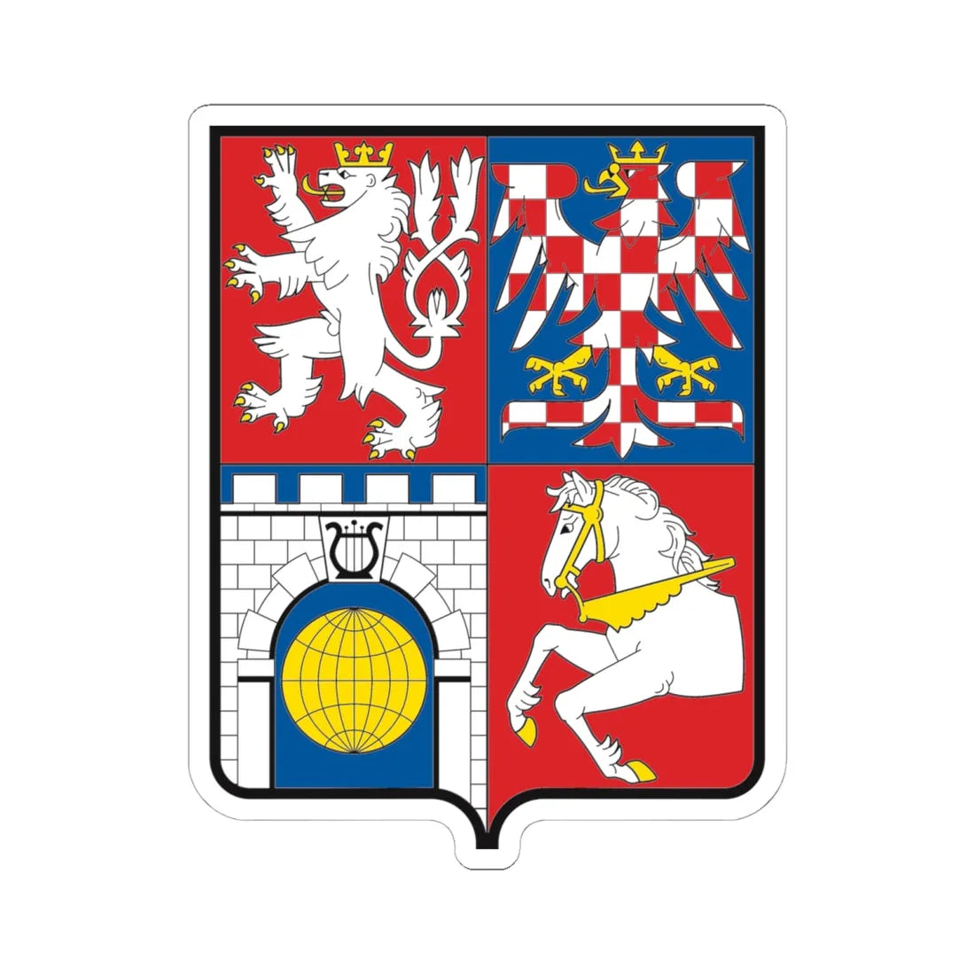 CZE Kraj Pardubicki COA (Czech Republic) (Coat of Arms) STICKER Vinyl Kiss-Cut Decal 6 Inch White - The Sticker Space