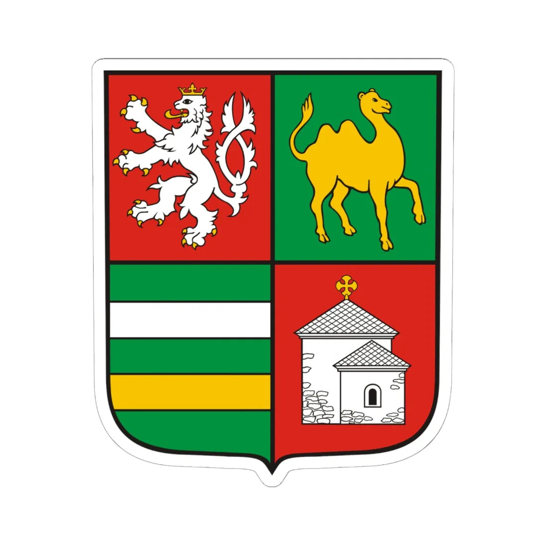 CZE Kraj Pilzneński COA (Czech Republic) (Coat of Arms) STICKER Vinyl Kiss-Cut Decal 6 Inch White - The Sticker Space