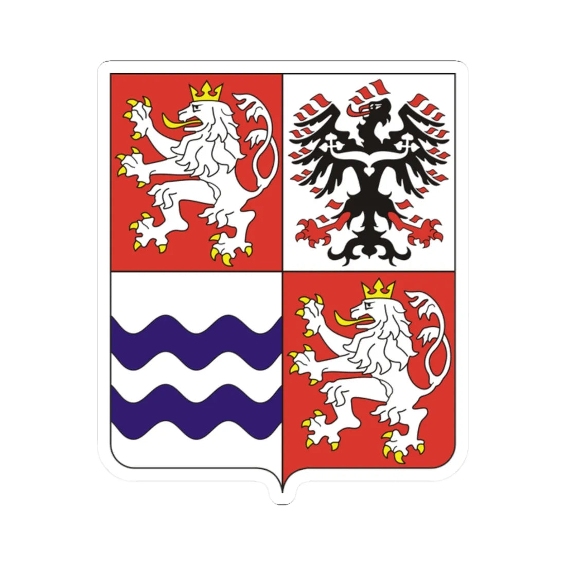 CZE Kraj Środkowoczeski COA (Czech Republic) (Coat of Arms) STICKER Vinyl Kiss-Cut Decal 2 Inch White - The Sticker Space