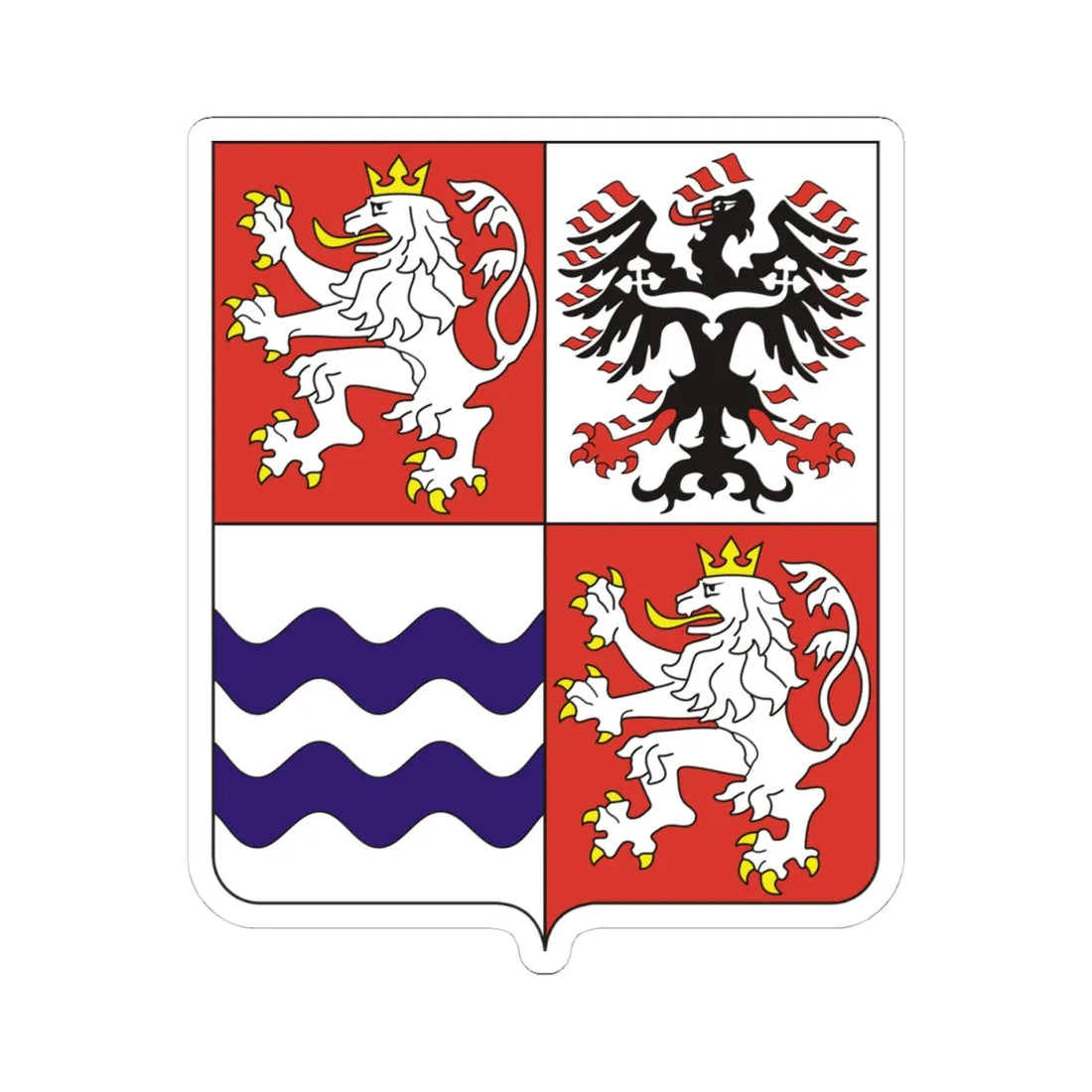 CZE Kraj Środkowoczeski COA (Czech Republic) (Coat of Arms) STICKER Vinyl Kiss-Cut Decal 4 Inch White - The Sticker Space