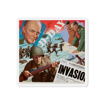 D-Day (Magazine Illustration) Refrigerator Magnet 4 Inch Die-Cut - The Sticker Space