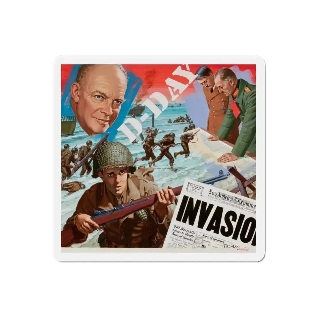 D-Day (Magazine Illustration) Refrigerator Magnet - The Sticker Space