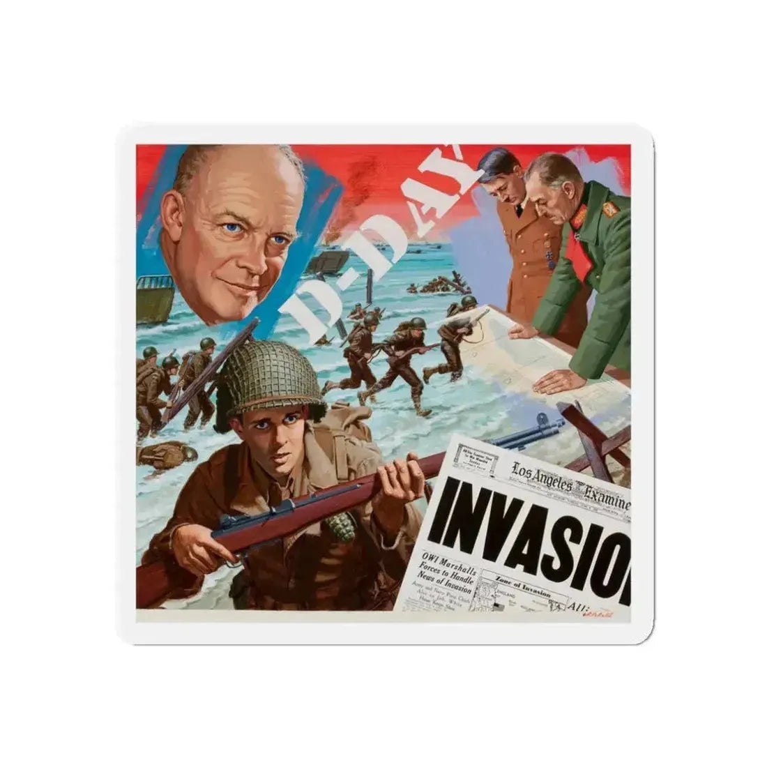 D-Day (Magazine Illustration) Refrigerator Magnet - The Sticker Space