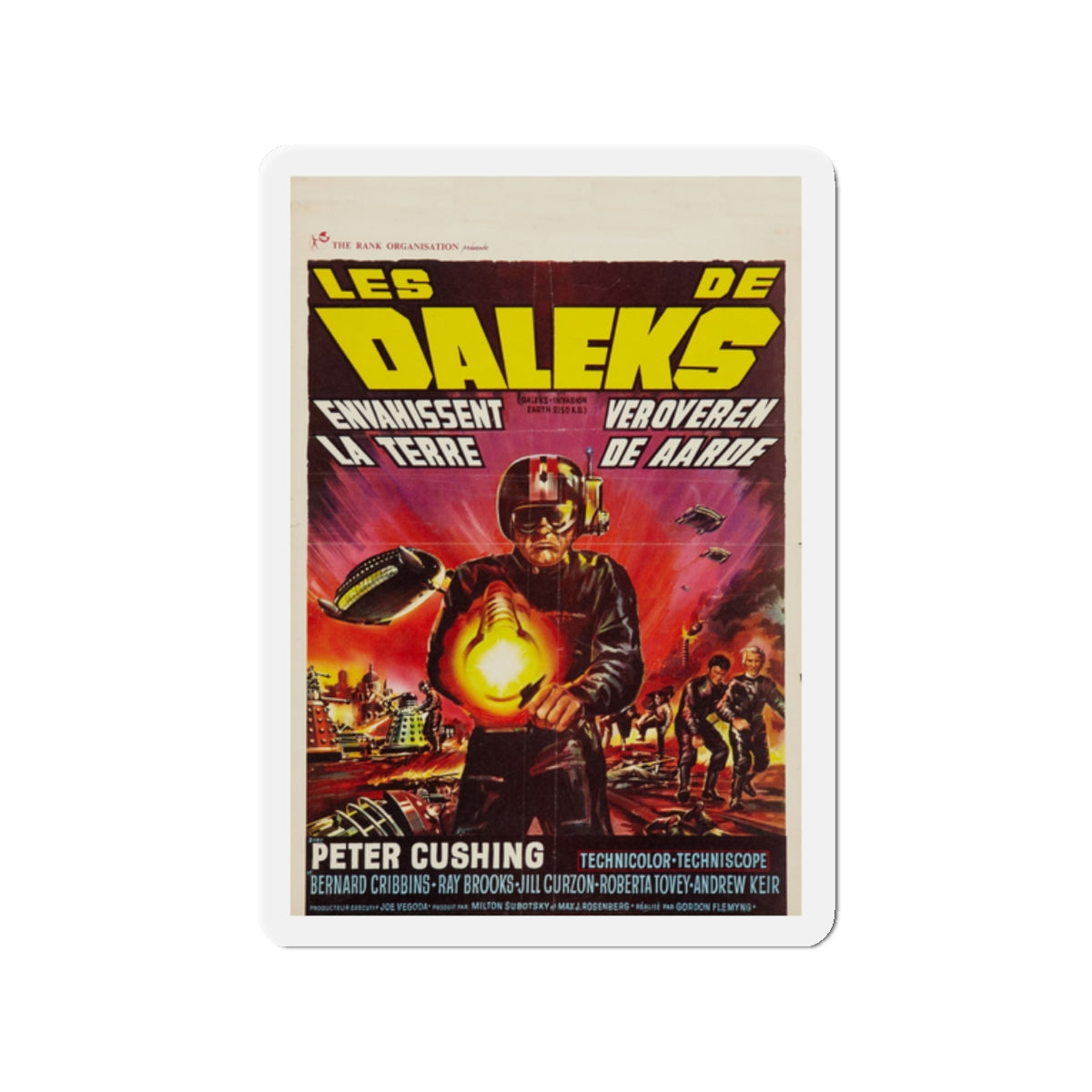 DALEKS INVASION EARTH (BELGIAN) 1966 Movie Poster - Die-Cut Magnet-2" x 2"-The Sticker Space