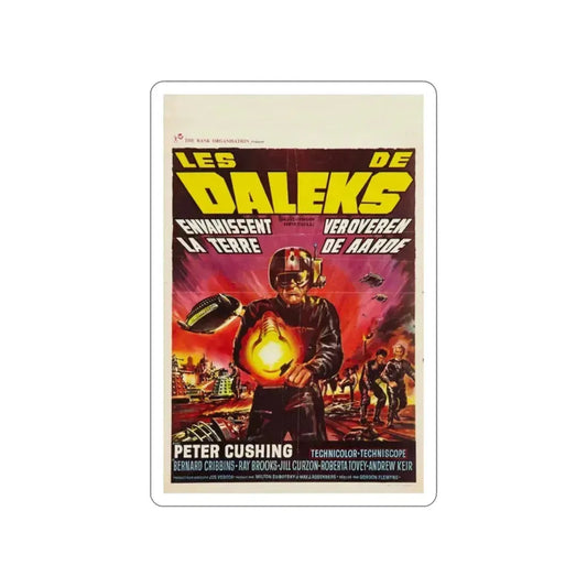 DALEKS INVASION EARTH (BELGIAN) 1966 Movie Poster STICKER Vinyl Die-Cut Decal 2 Inch - The Sticker Space