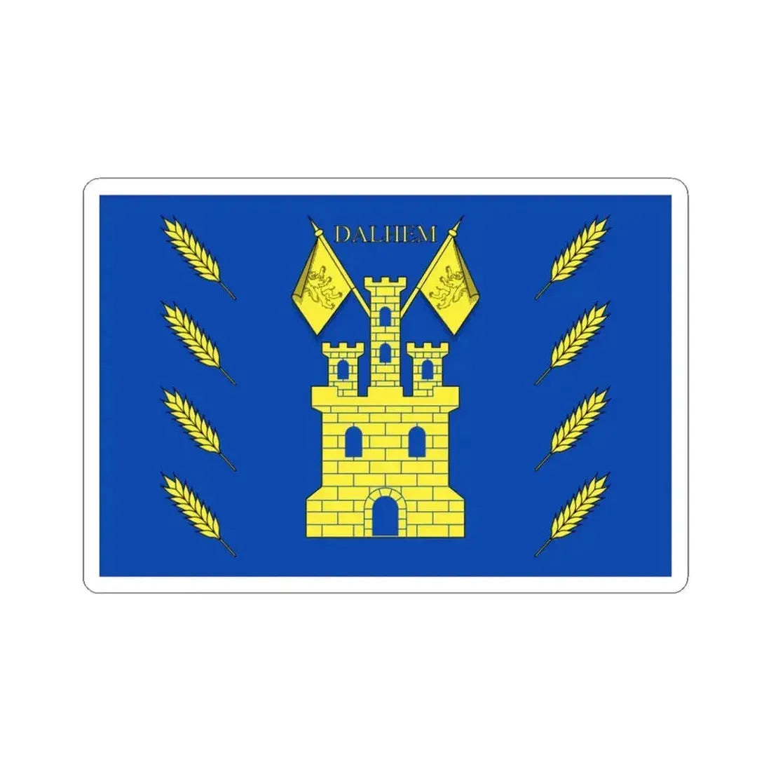 Dalhem vlag (Belgium) STICKER Vinyl Kiss-Cut Decal 3 Inch White - The Sticker Space