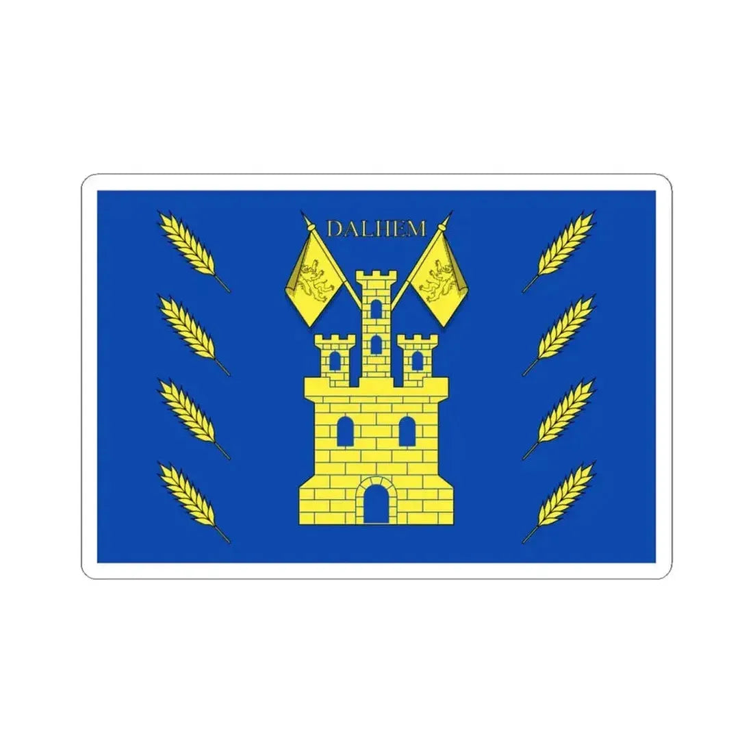 Dalhem vlag (Belgium) STICKER Vinyl Kiss-Cut Decal 4 Inch White - The Sticker Space