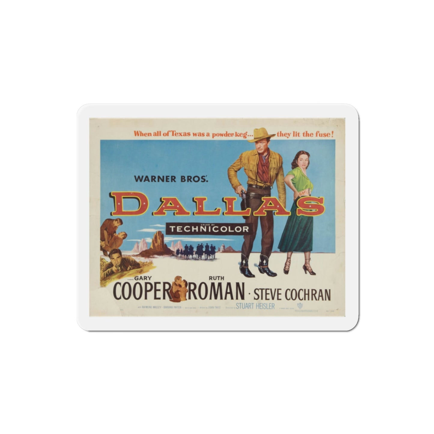 Dallas 1950 Movie Poster Die-Cut Magnet-2 Inch-The Sticker Space