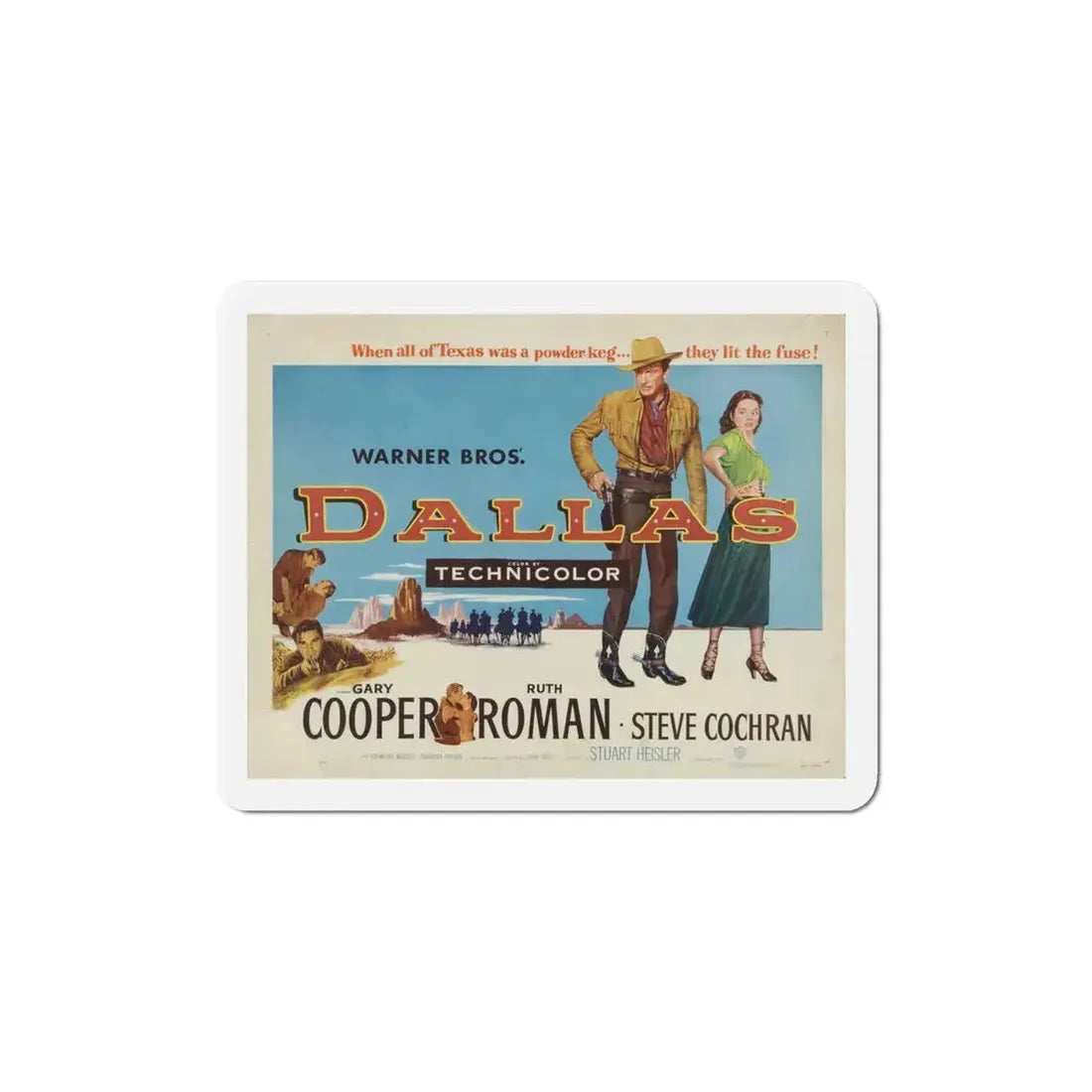 Dallas 1950 Movie Poster Refrigerator Magnet 4 Inch - The Sticker Space