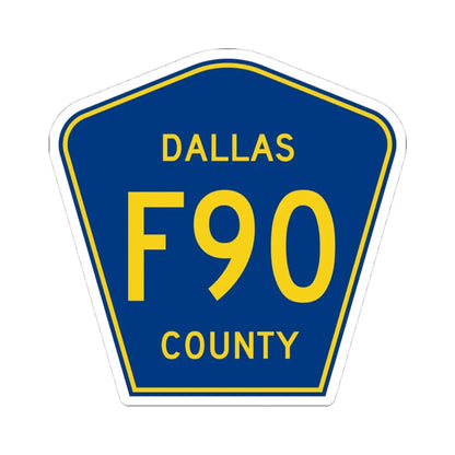 Dallas County Route F90 IA (Iowa) (Road Sign) STICKER Vinyl Kiss-Cut Decal 4 Inch White - The Sticker Space