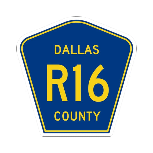 Dallas County Route R16 IA (Iowa) (Road Sign) STICKER Vinyl Kiss-Cut Decal 2 Inch White - The Sticker Space