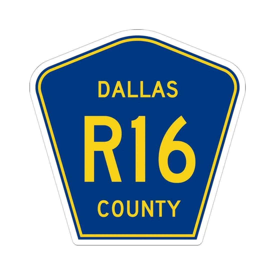 Dallas County Route R16 IA (Iowa) (Road Sign) STICKER Vinyl Kiss-Cut Decal 6 Inch White - The Sticker Space