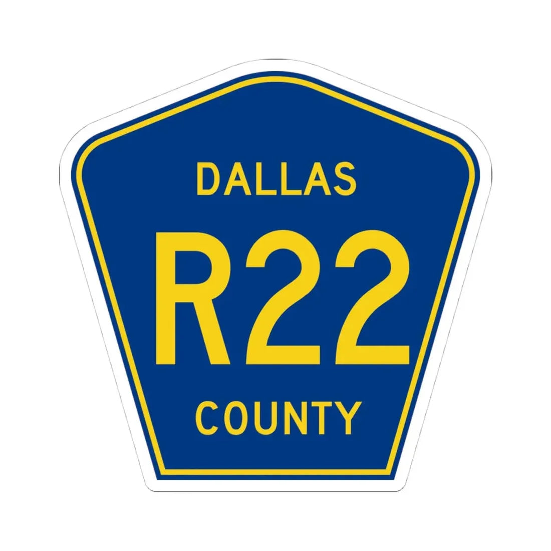 Dallas County Route R22 IA (Iowa) (Road Sign) STICKER Vinyl Kiss-Cut Decal 4 Inch White - The Sticker Space