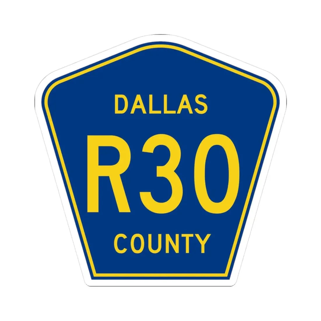 Dallas County Route R30 IA (Iowa) (Road Sign) STICKER Vinyl Kiss-Cut Decal 3 Inch White - The Sticker Space