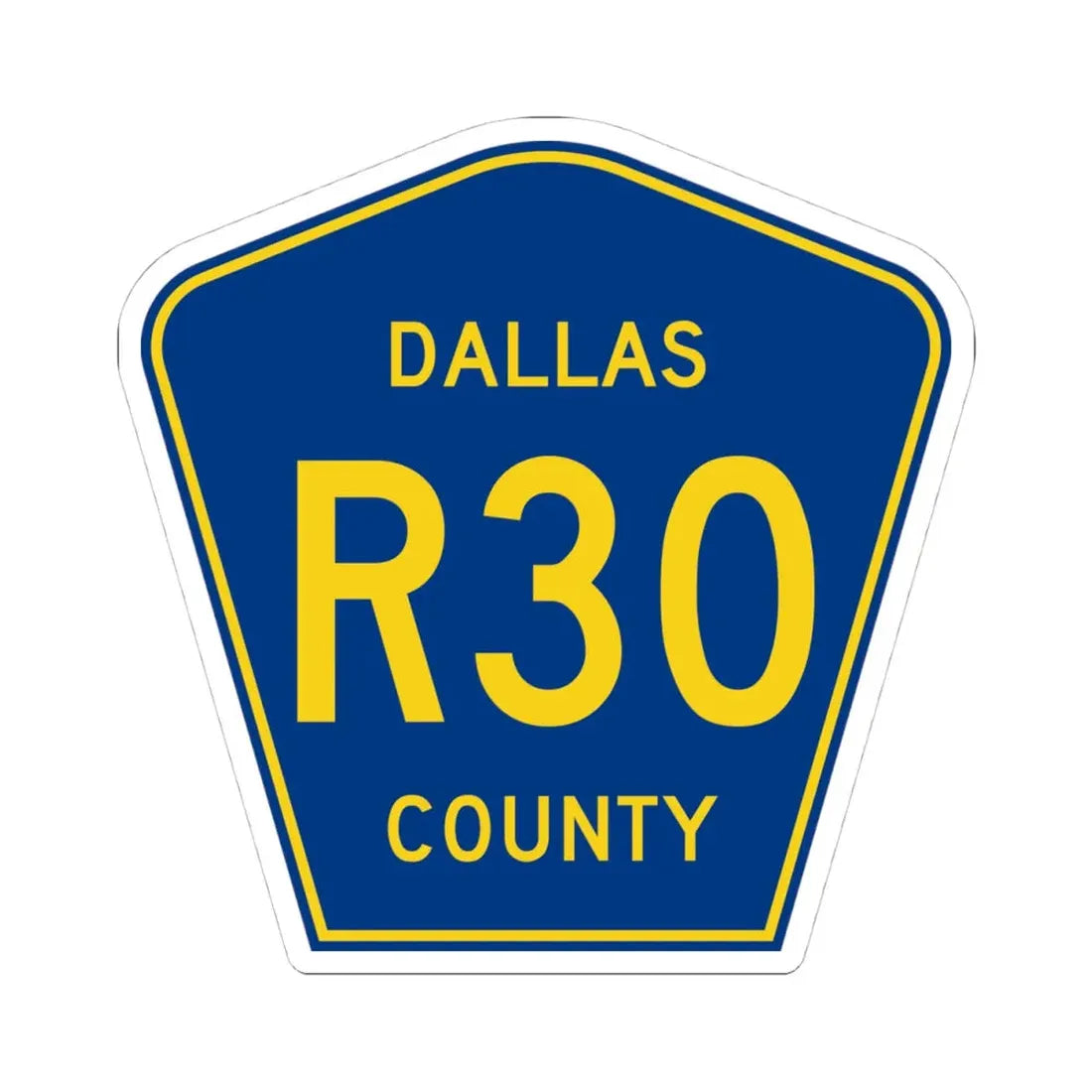 Dallas County Route R30 IA (Iowa) (Road Sign) STICKER Vinyl Kiss-Cut Decal 4 Inch White - The Sticker Space