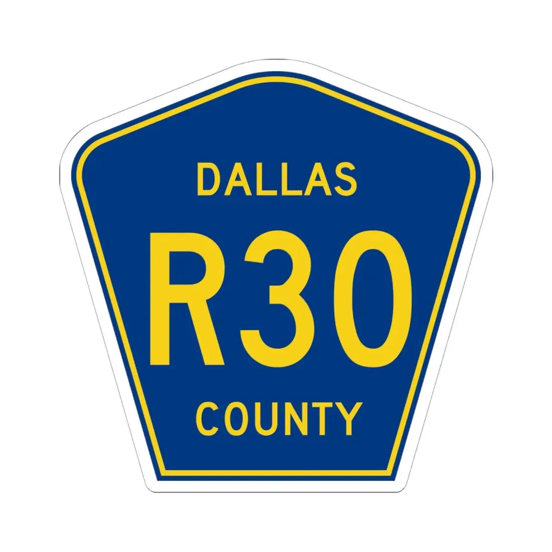 Dallas County Route R30 IA (Iowa) (Road Sign) STICKER Vinyl Kiss-Cut Decal 6 Inch White - The Sticker Space