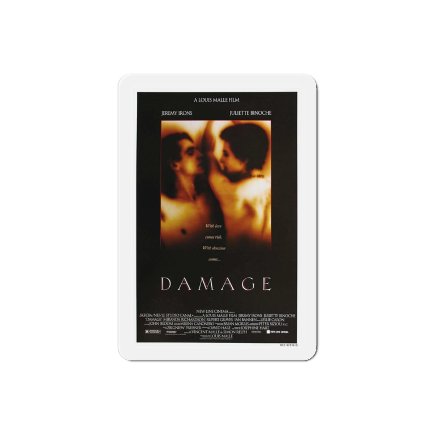 Damage 1992 Movie Poster Die-Cut Magnet-2" x 2"-The Sticker Space