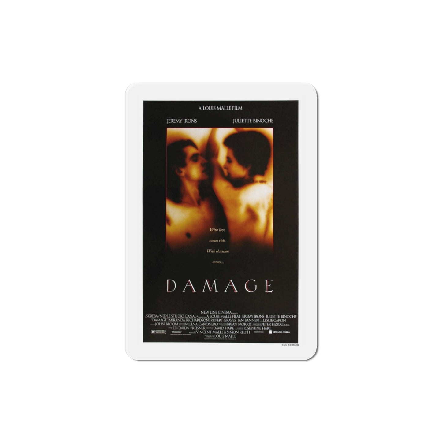 Damage 1992 Movie Poster Die-Cut Magnet-3" x 3"-The Sticker Space