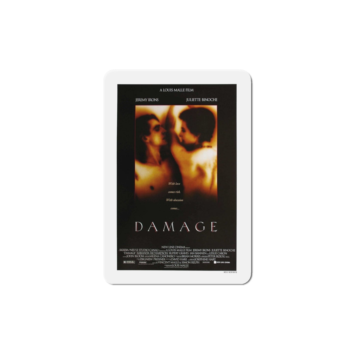 Damage 1992 Movie Poster Die-Cut Magnet-5" x 5"-The Sticker Space