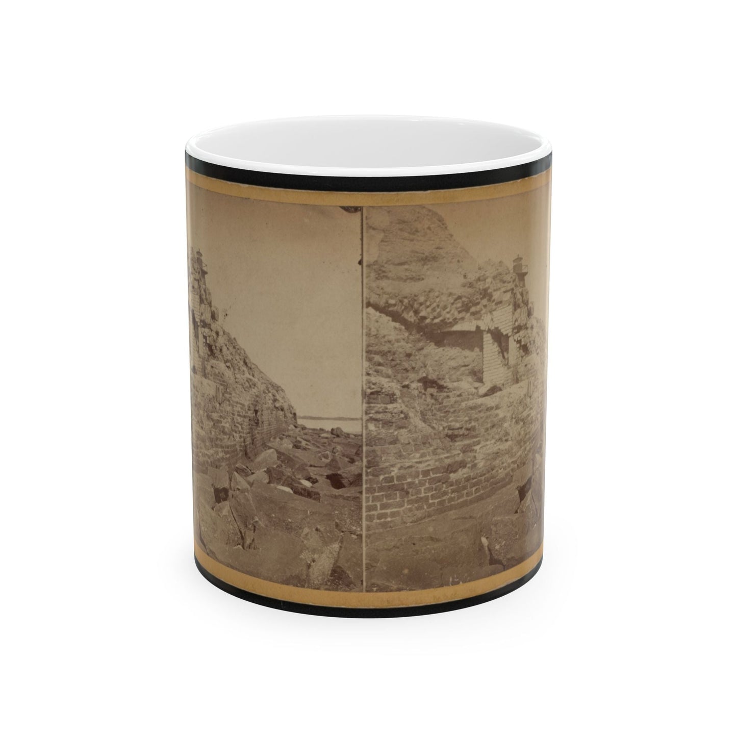 Damage To Exterior Wall Of Fort Sumter From Bombardment, Charleston, South Carolina (U.S. Civil War) White Coffee Mug