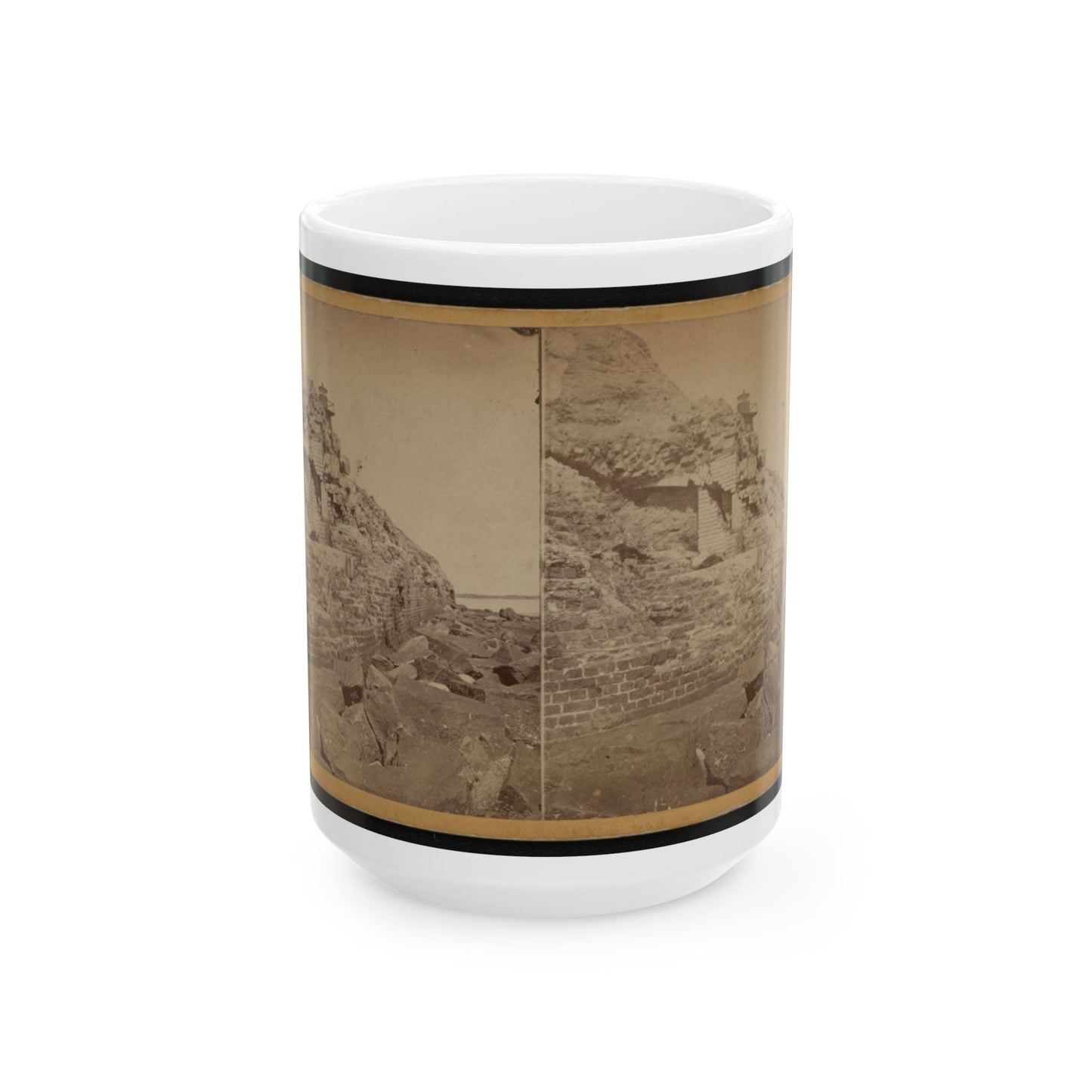 Damage To Exterior Wall Of Fort Sumter From Bombardment, Charleston, South Carolina (U.S. Civil War) White Coffee Mug