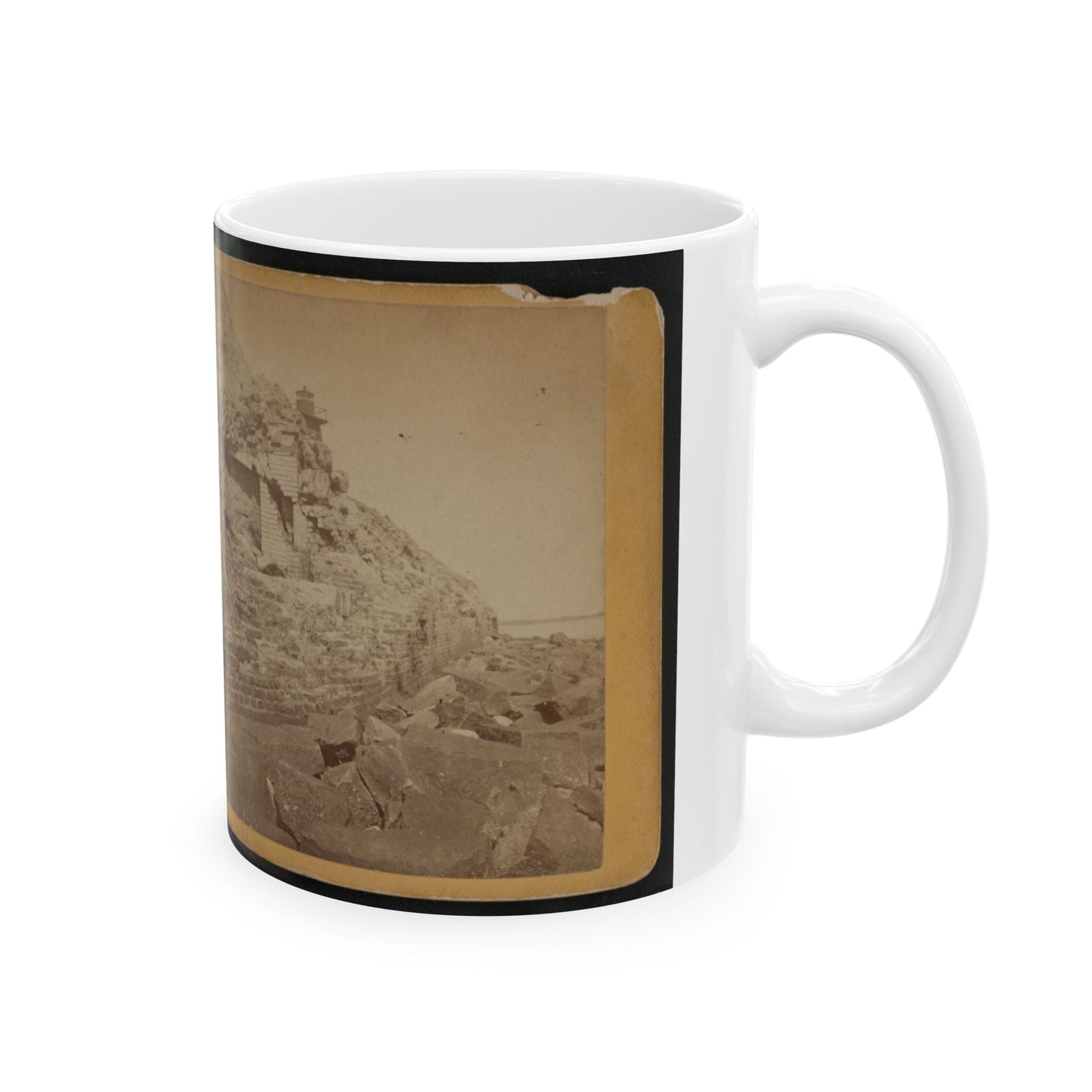 Damage To Exterior Wall Of Fort Sumter From Bombardment, Charleston, South Carolina (U.S. Civil War) White Coffee Mug