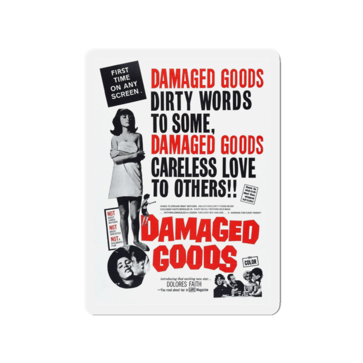 DAMAGED GOODS 1961 Movie Poster - Die-Cut Magnet-2" x 2"-The Sticker Space