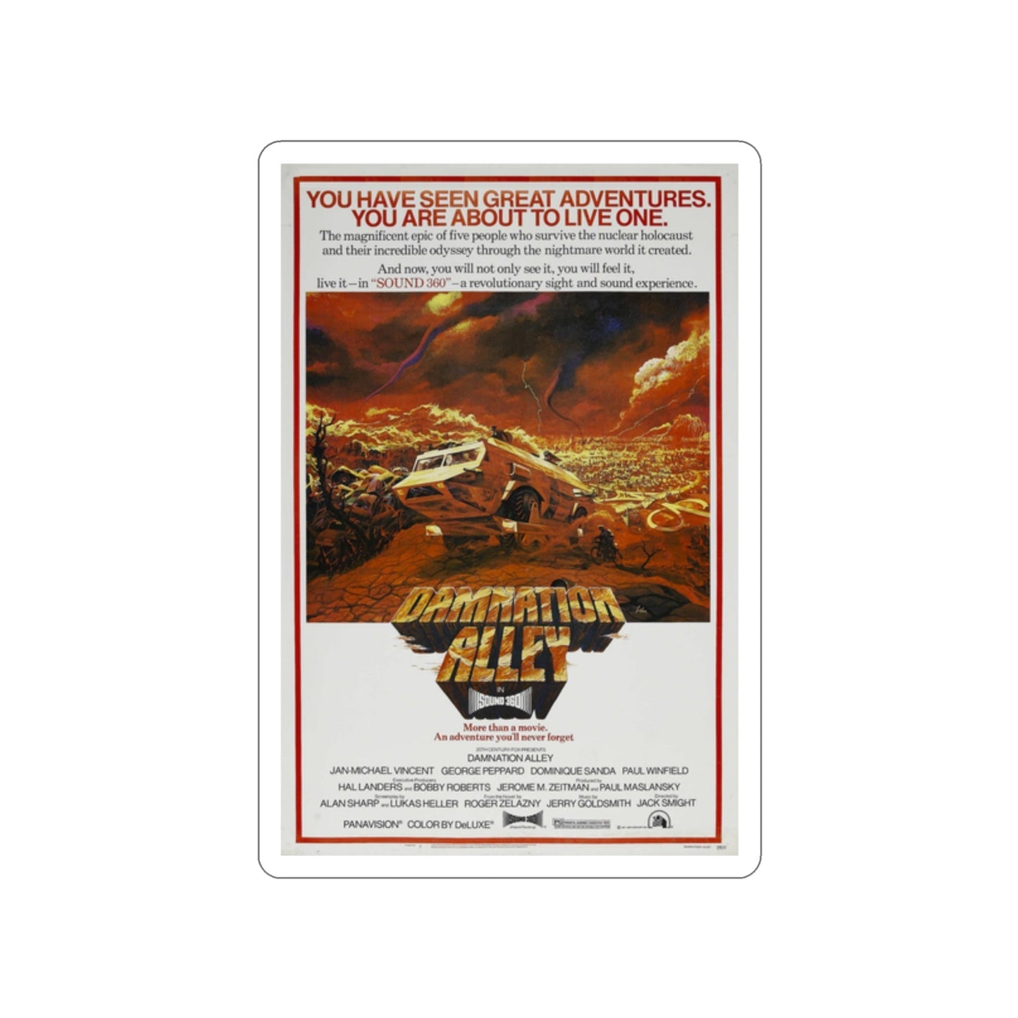 DAMNATION ALLEY (2) 1977 Movie Poster STICKER Vinyl Die-Cut Decal-2 Inch-The Sticker Space