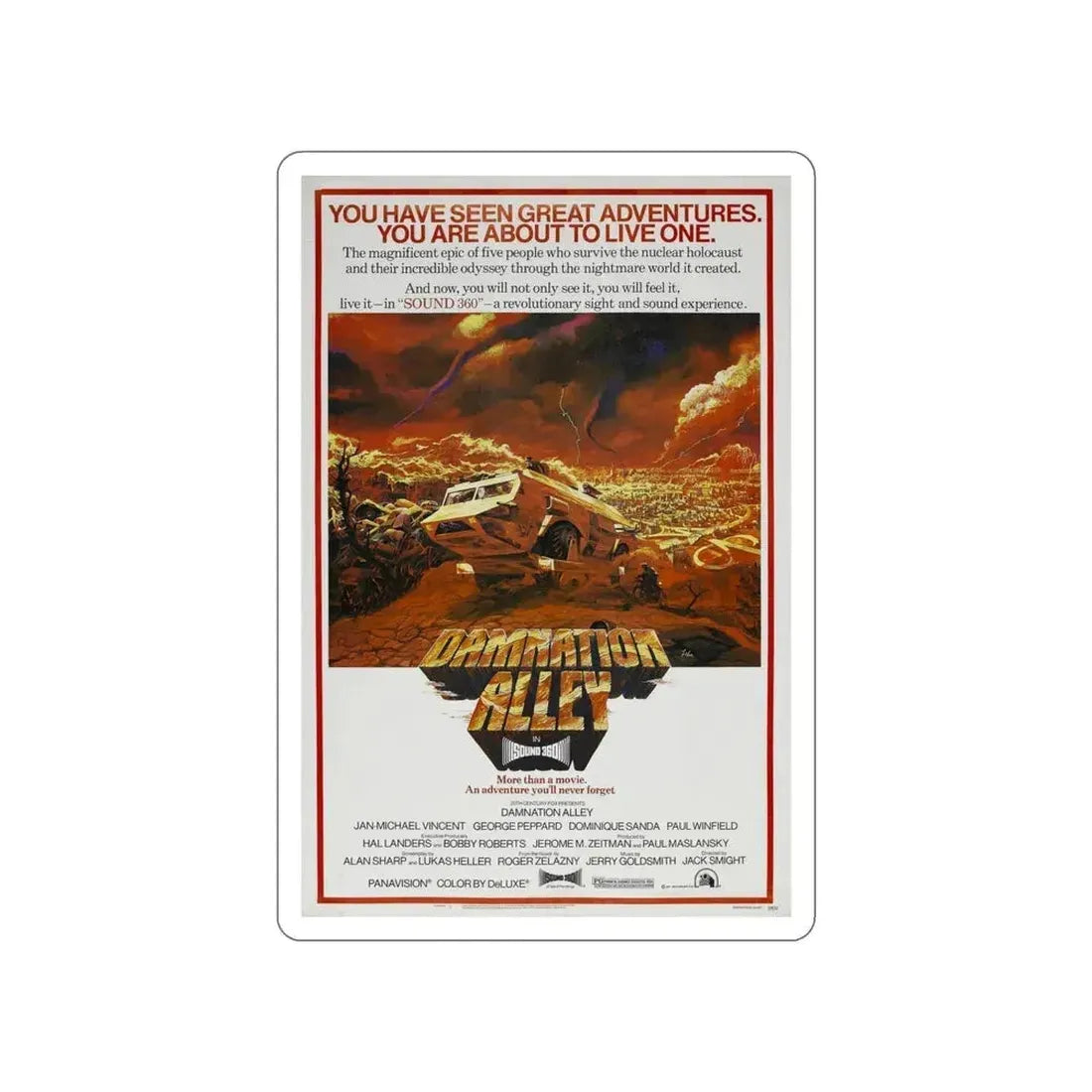 DAMNATION ALLEY (2) 1977 Movie Poster STICKER Vinyl Die-Cut Decal 6 Inch - The Sticker Space