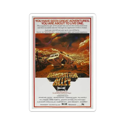 DAMNATION ALLEY (2) 1977 Movie Poster - STICKER Vinyl Kiss-Cut Decal 2 Inch White - The Sticker Space