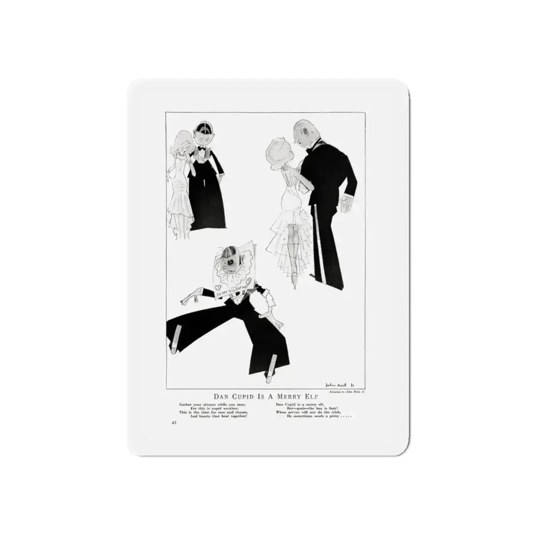 Dan Cupid Is A Merry Elf, Smart Set Magazine, February 1930 (Magazine Illustration) Refrigerator Magnet 5 Inch - The Sticker Space