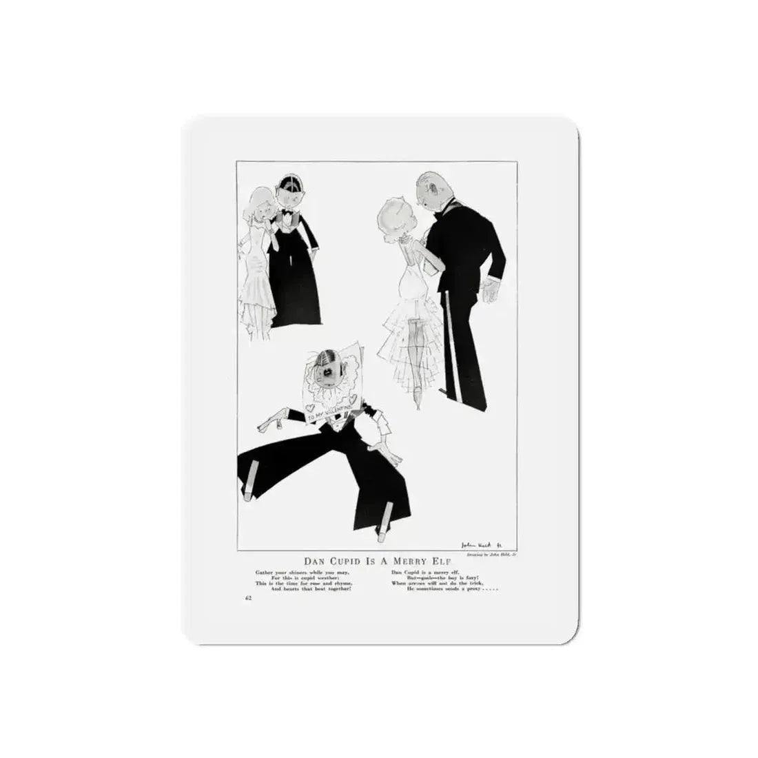 Dan Cupid Is A Merry Elf, Smart Set Magazine, February 1930 (Magazine Illustration) Refrigerator Magnet - The Sticker Space