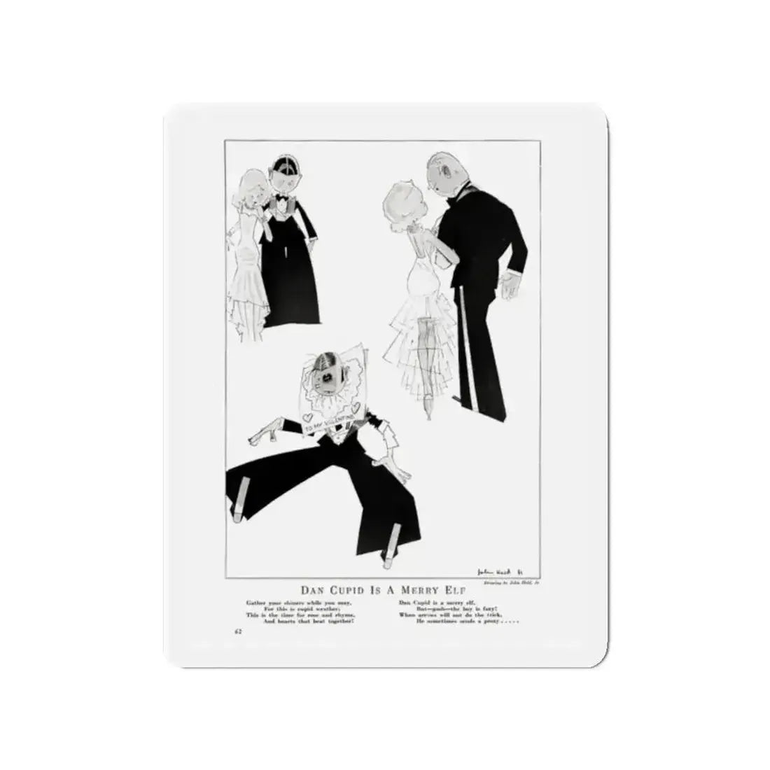 Dan Cupid Is A Merry Elf, Smart Set Magazine, February 1930 (Magazine Illustration) Refrigerator Magnet - The Sticker Space