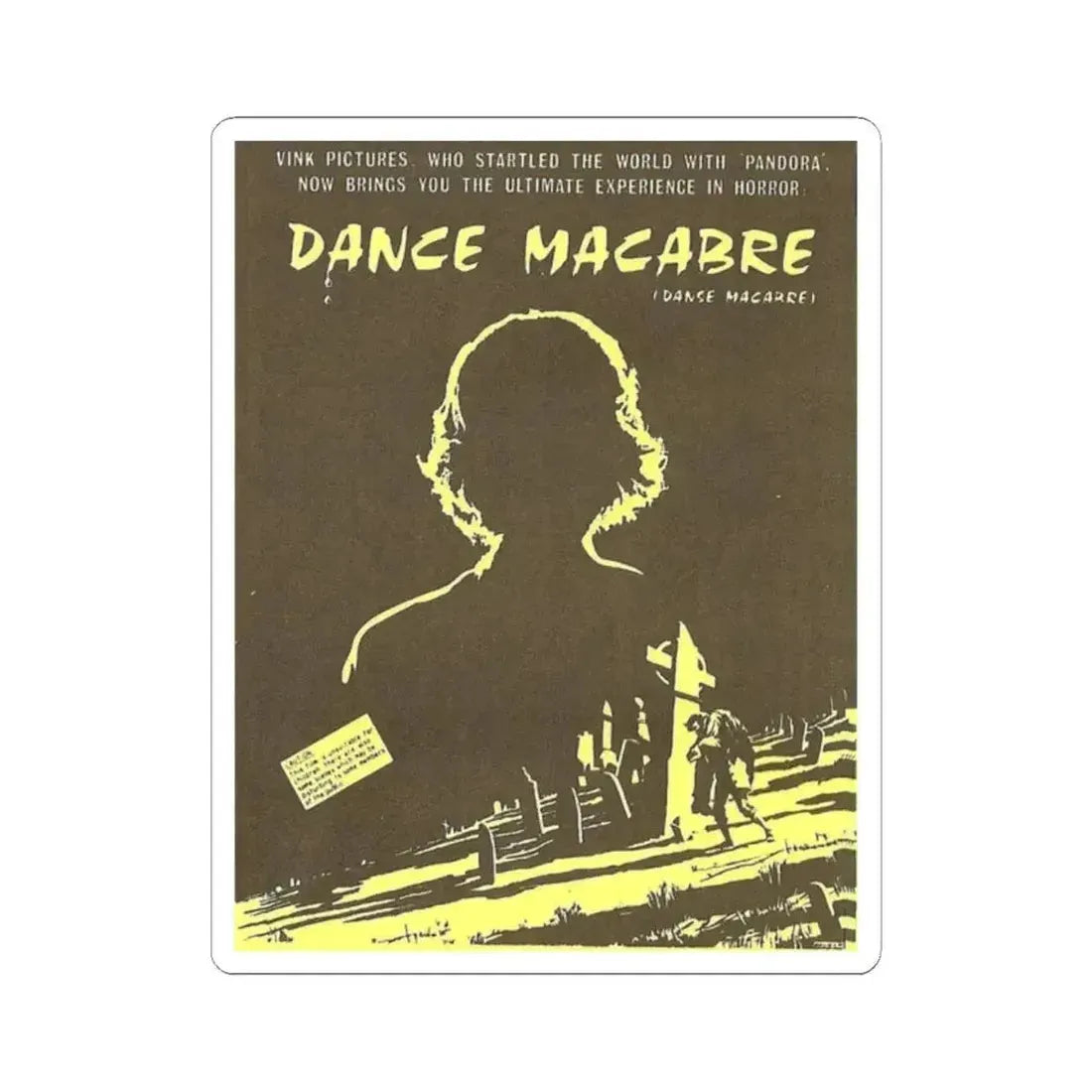 DANCE MACABRE 1986 Movie Poster - STICKER Vinyl Kiss-Cut Decal 2 Inch White - The Sticker Space