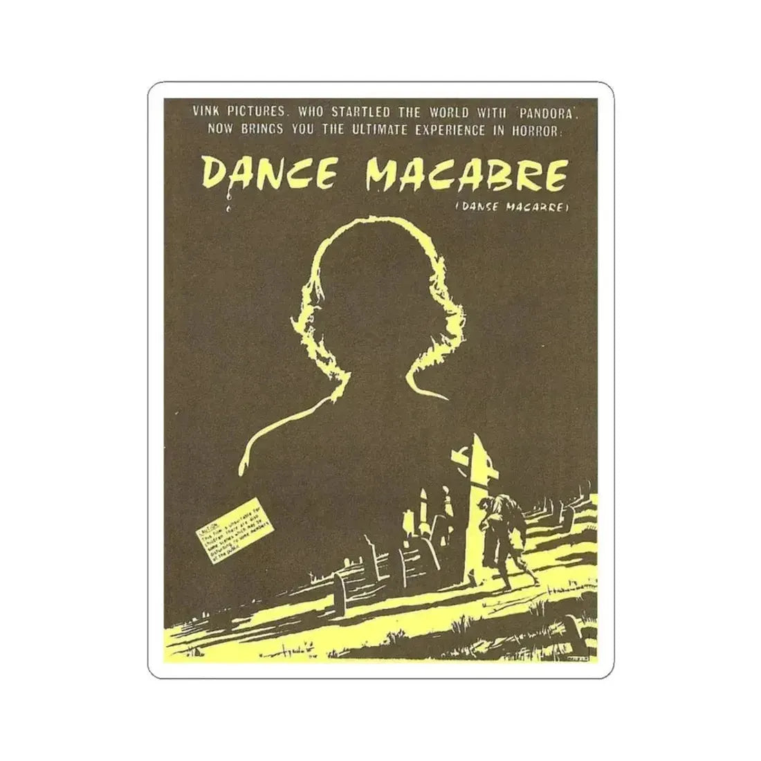 DANCE MACABRE 1986 Movie Poster - STICKER Vinyl Kiss-Cut Decal 3 Inch White - The Sticker Space