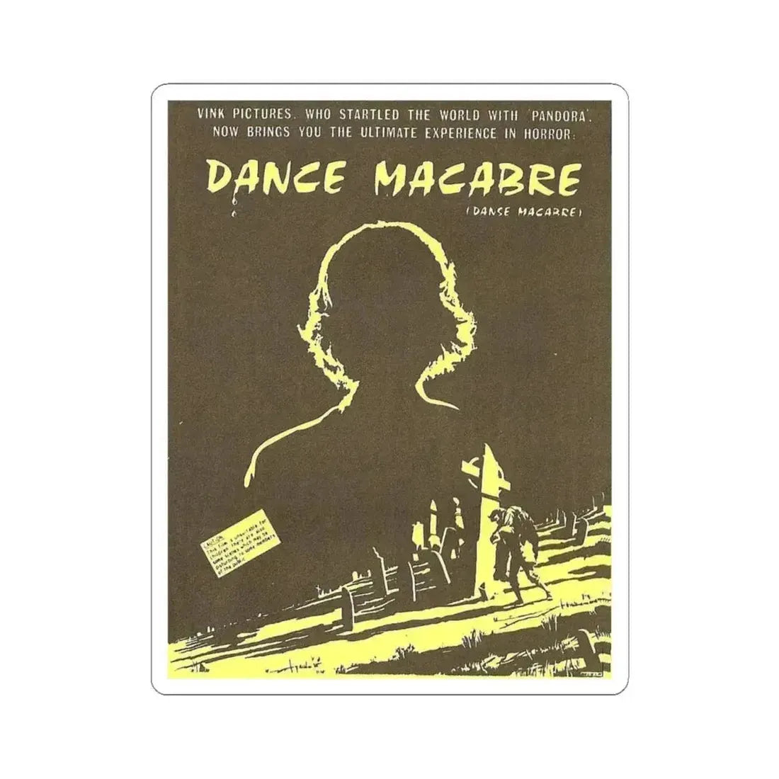 DANCE MACABRE 1986 Movie Poster - STICKER Vinyl Kiss-Cut Decal 4 Inch White - The Sticker Space