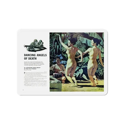 Dancing Angels of Death, True magazine, September 1955 (Magazine Illustration) Refrigerator Magnet 3 Inch - The Sticker Space