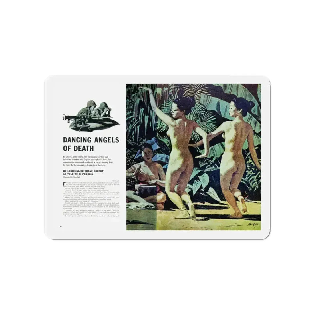 Dancing Angels of Death, True magazine, September 1955 (Magazine Illustration) Refrigerator Magnet 4 Inch - The Sticker Space