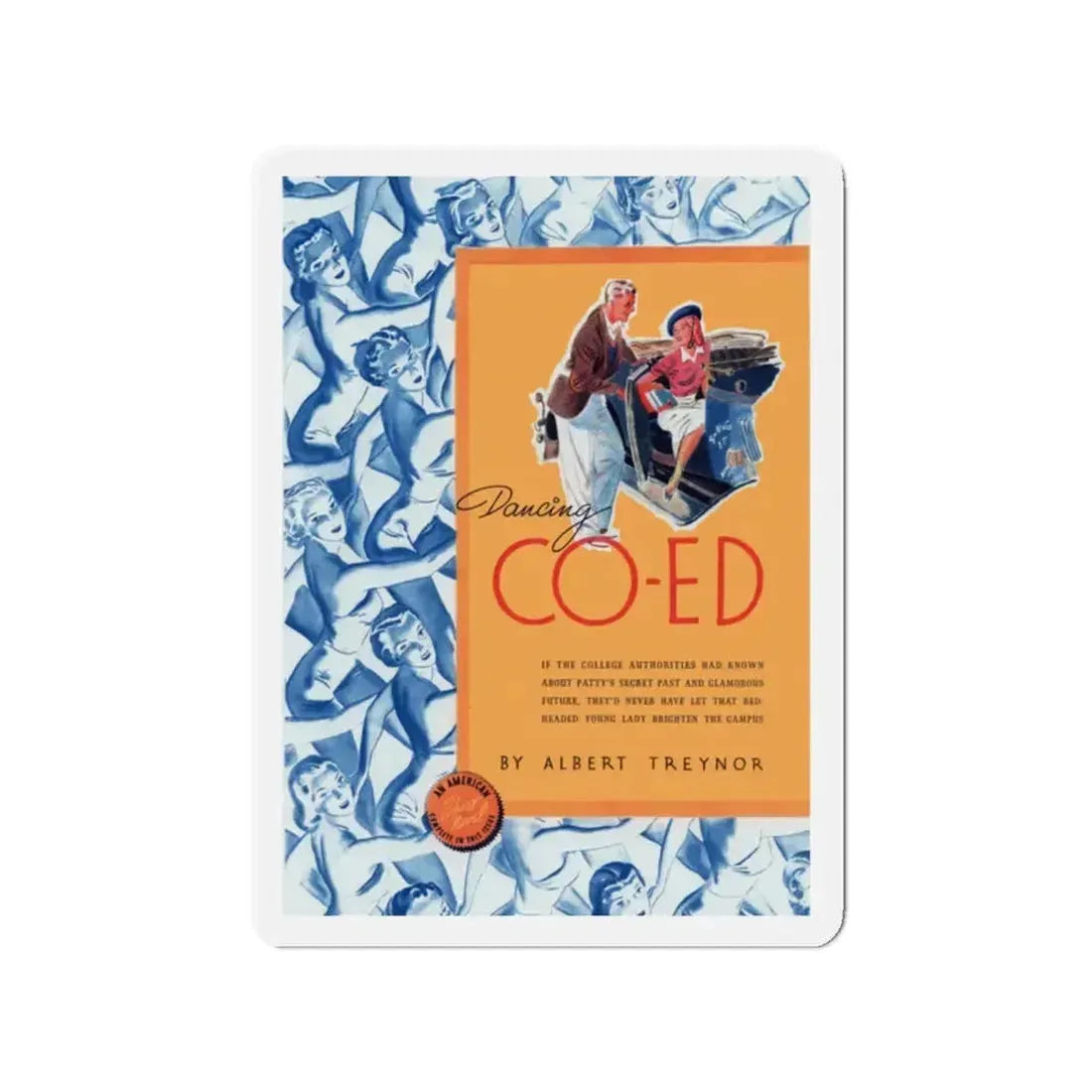 Dancing Co-Ed, The American Magazine, September 1938 (Magazine Illustration) Refrigerator Magnet 2 Inch - The Sticker Space