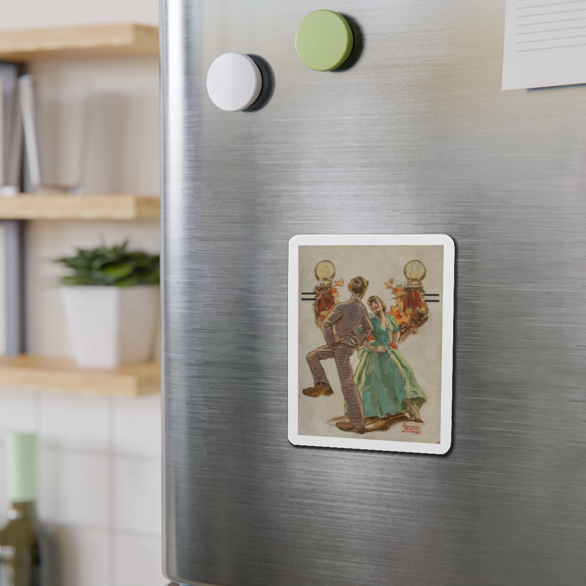 Dancing, The Saturday Evening Post cover study (Magazine Illustration) Refrigerator Magnet-The Sticker Space