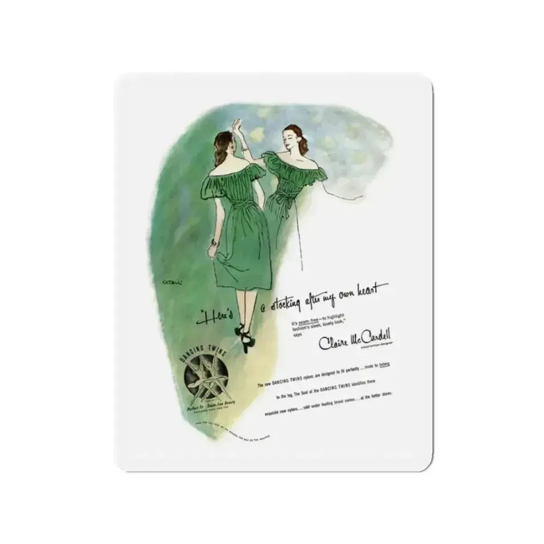 Dancing Twins advt, Cosmopolitan, May 1947 (Magazine Illustration) Refrigerator Magnet - The Sticker Space