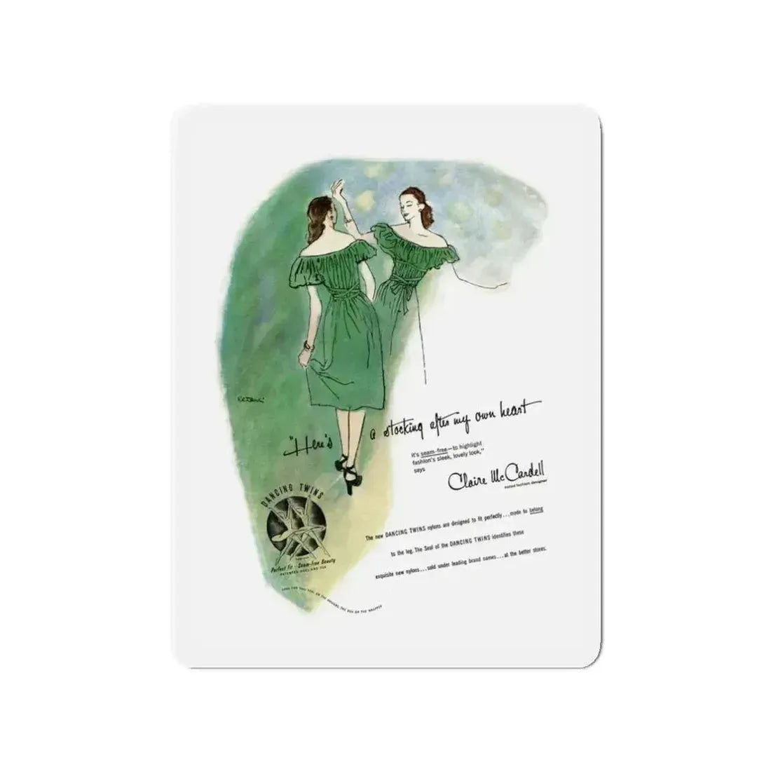 Dancing Twins advt, Cosmopolitan, May 1947 (Magazine Illustration) Refrigerator Magnet - The Sticker Space
